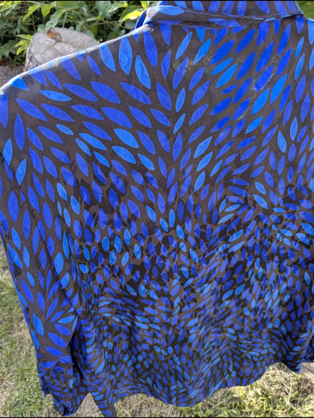 Vintage Leaf Print Sheer Shimmer Blouse 80s 90s Dark Academia Cottagecore Top - Picture 8 of 12